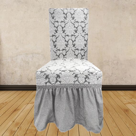 Чехлы на стулья Damask с юбкой, белые | Зображення 3