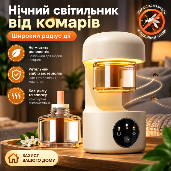 Фумігатор-нічник 2 в 1 з рідиною для захисту від комарів у наборі до 20 м2 | Зображення 1