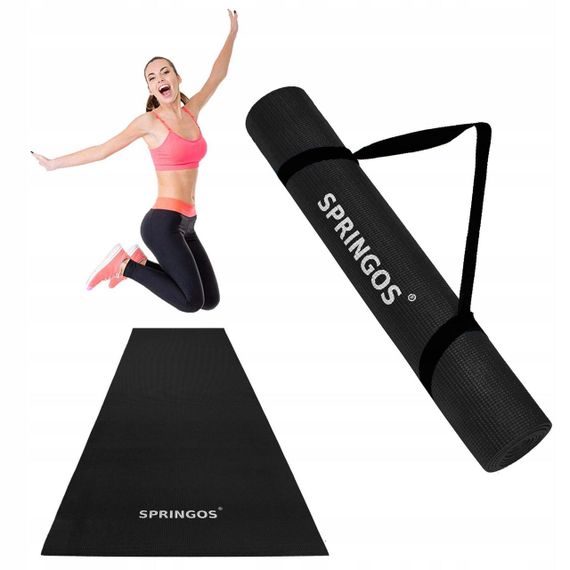 Килимок (мат) для йоги та фітнесу Springos PVC 4 мм YG0034 Black | Зображення 7