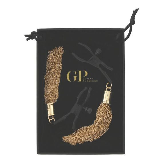 Затискачі для сосків Guilty Pleasure Draped Desire Clamps, чорно-золоті Sex Aura | Зображення 9