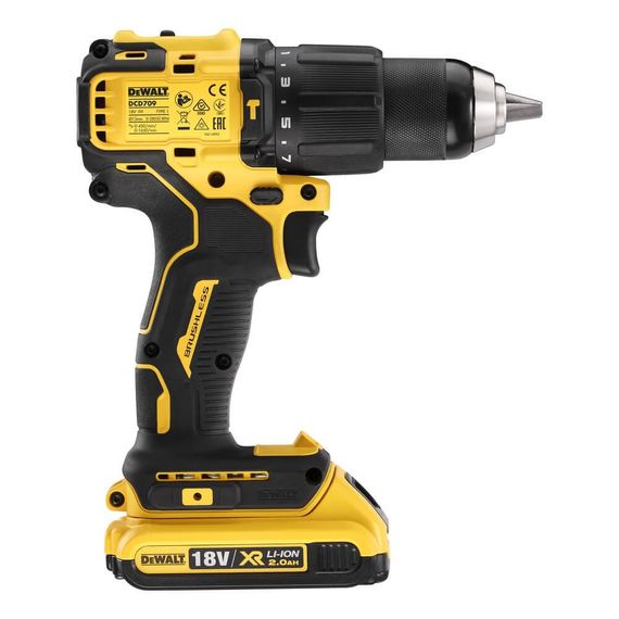 Дрель-шуруповерт аккумуляторная бесщёточная ударная 65 Нм DeWALT DCD709D2T | Зображення 3
