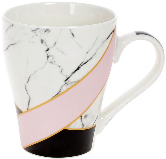Кружка Marble Pink-Black фарфор 400мл