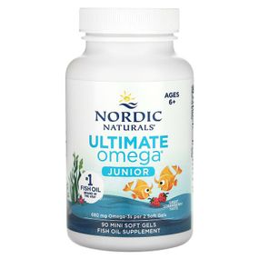 Риб&#039;ячий жир дітей від 6 до 12 років, Ultimate Omega, Nordic Naturals, полуниця, 340 мг, 90 гелевих міні капсул