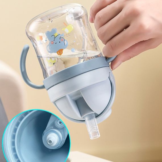 Детский поильник-непроливайка (250 мл) с тяжелой силиконовой трубочкой и ручками "Жираф" (Мятный) | Зображення 3