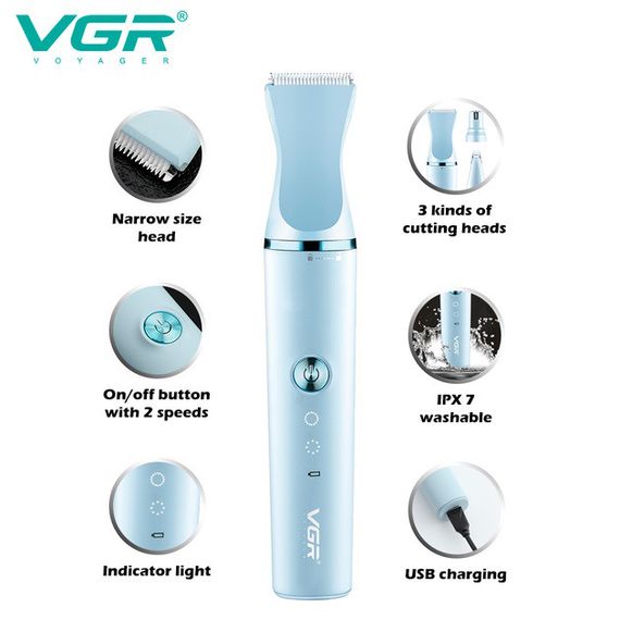Аккумуляторная машинка для стрижки животных VGR 3 в 1 V-205 CH-56 | Зображення 4