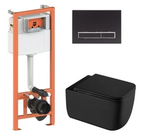 Набір Qtap Nest 4 в 1 підвісний унітаз Gemini Ultra Quiet 530х365х373 + комплект інсталяції QT2533076EUQMB46175