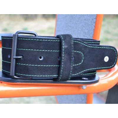 Атлетический пояс MadMax MFB-301 Suede Single Prong шкіряний Black/Green XXL (MFB-301_XXL) | Зображення 7