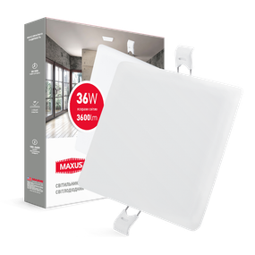LED світильник точковий врізний MAXUS SP edge 36W, 4100К (квадрат)