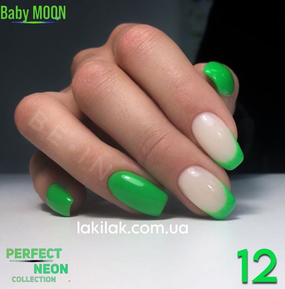 Гель-лак BABY MOON Perfect Neon №12 яскраво-зелений, 6 мл