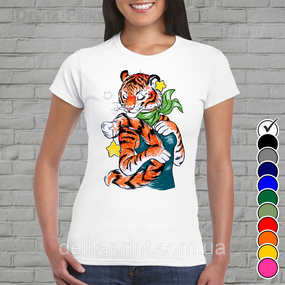 Футболка з новорічним принтом "Круті тигри - Тигриця" Family Look Новий Рік