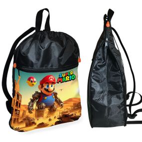 Рюкзак-мешок для обуви,спортивной формы Супер Марио "Super Mario" детская сумка для сменки (01314)