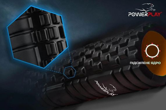 Масажний ролик (роллер) PowerPlay 4025 Massage Roller Чорно-помаранчевий (33x15см.) | Зображення 5