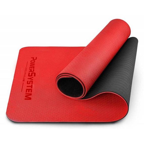 Килимок для йоги та фітнесу Power System PS-4060 TPE Yoga Mat Premium  Red (183х61х0.6) | Зображення 1