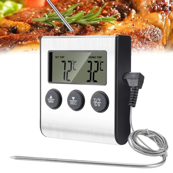 Кухонний термометр із виносним щупом та таймером, до +250C, TP-700 / Цифровий термометр для духовки