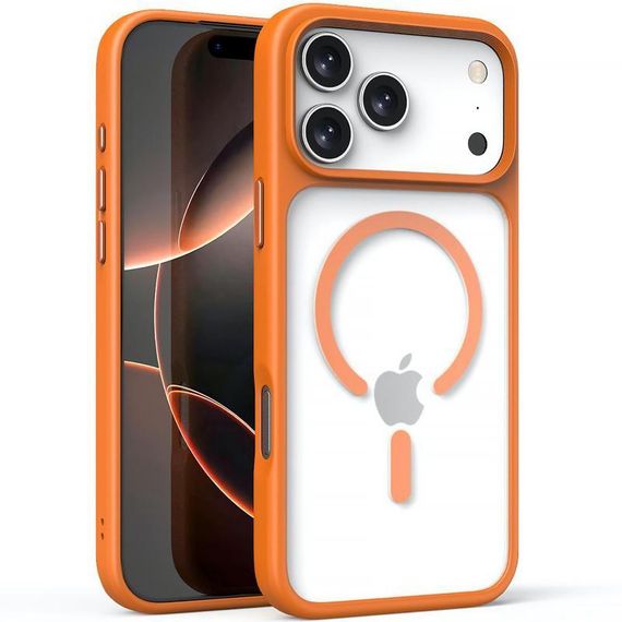 TPU+PC чохол Metal Buttons with MagSafe для Apple iPhone 17 Pro Max (6.9") Помаранчевий / Orange