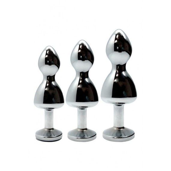 Металева анальна пробка Wooomy Lollypop Double Ball Metal Plug Blue L діаметр 3,5 см, довжина 10,5см | Зображення 3