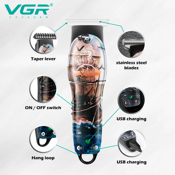 Тример акумуляторний VGR V-953, 4 насадки, індикатор зарядки | Зображення 2
