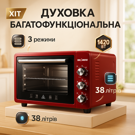 Настольные плиты электронные Sea Breeze SB-0703 38 л 1420 Вт, Духовой шкаф электрический UR-35