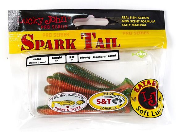 Виброхвосты съедоб. искусст. LJ Лаки Джон Pro Series Spark Tail 3,0in (07,60)/T56 7шт. | Зображення 1