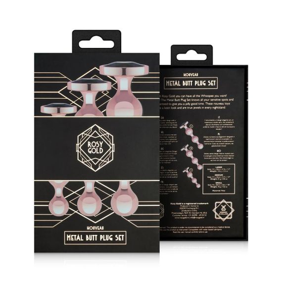 Набір анальних іграшок Rosy Gold - Metal Butt Plug Set 3 Pieces Sex Aura | Зображення 8