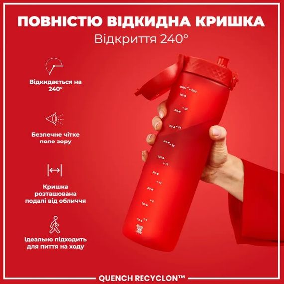 Пляшка для води ION8 1000 мл (ЕКО пляшка) BPA Free Red (I8RF1000RED) | Зображення 4