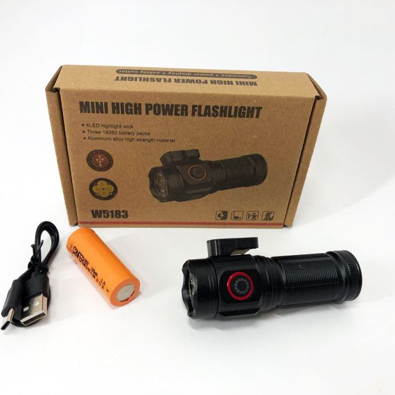 Фонарик мощный аккумуляторный для дома W5183-4XHP360, Фонарь ручной с функцией зарядки PG-34 | Зображення 3