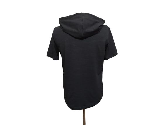 Мужская трикотажная рубашка-футболка черная с капюшоном на молнии, летняя кофта батал 58 | Зображення 5