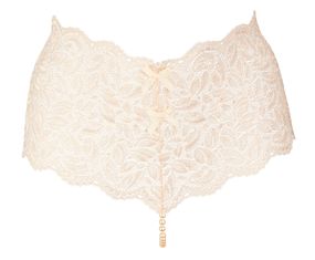 Кружевные трусики с высокой талией и ниткой из жемчуга Bracli Culotte, Экри, Свадебное бельё, M, M