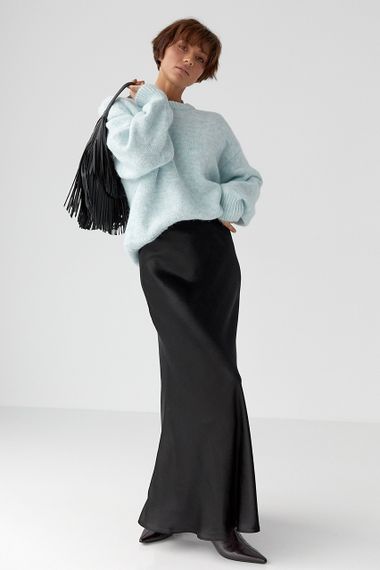 В'язаний светр вільного крою - блакитний цвет, ONE SIZE (є розміри) | Зображення 2