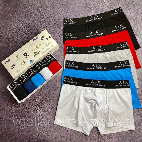 Комплект мужских трусов боксеров Armani (хлопок 93%), 5 шт L