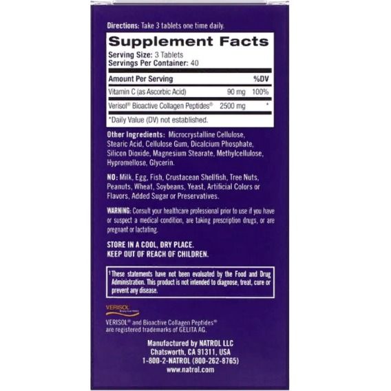 Комплекс для шкіри, волосся, нігтів Natrol Collagen Skin Renewal 120 Tabs NTL-07372 | Зображення 2