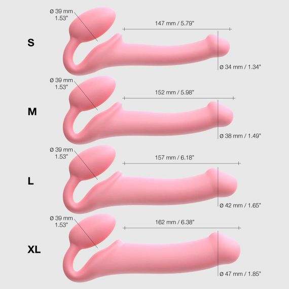Безремінний страпон Strap-On-Me Rose XL, повністю регульований, діаметр 4,5 см sexstyle | Зображення 5