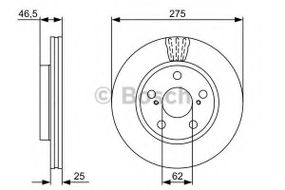 Диск гальмівний TOYOTA RAV 4 III (XA3) 2.4 VVTI, 4WD 05 - передн. (вир-во Bosch) BOSCH 0986479428 на TOYOTA PRIUS ALPHA (ZVW4_)