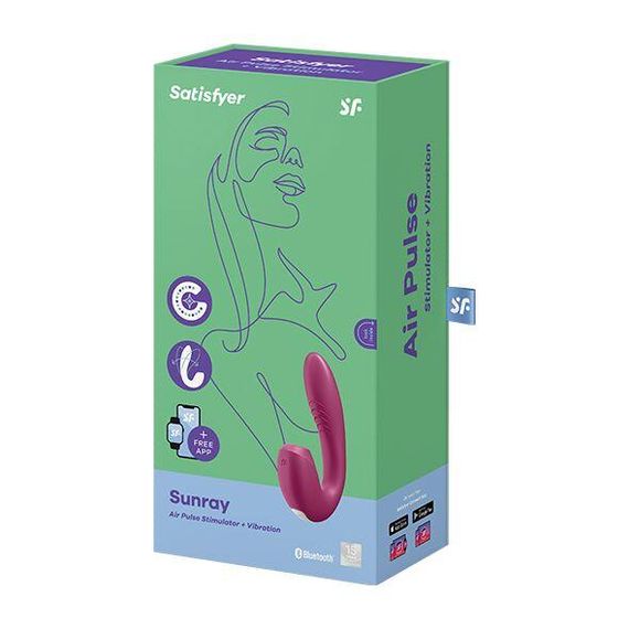 Вакуумний смарт вібратор Satisfyer Sunray червоний інноваційний стимулятор клітора з дистанційним керуванням | Зображення 7
