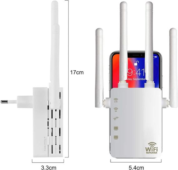 WLAN-ретранслятор AC1200, підсилювач дводіапазонний 5 ГГц і 2,4 ГГц (до 1200 Мбіт/с), мережевий подовжувач, підк | Зображення 4
