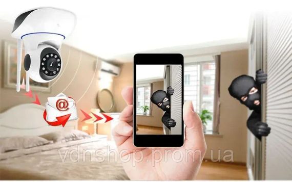 Бездротова поворотна камера IP, панорамна камера V380 Q5 IP 360 градусів | Зображення 2