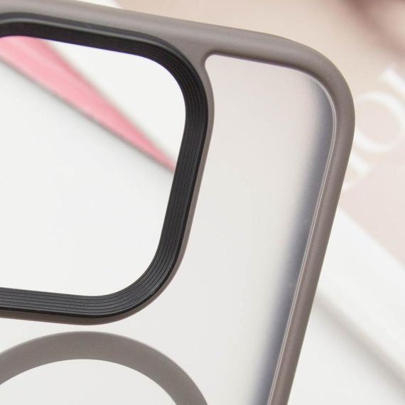 TPU+PC чохол Metal Buttons with MagSafe для Apple iPhone 16 Pro Max (6.9") Сірий | Зображення 5