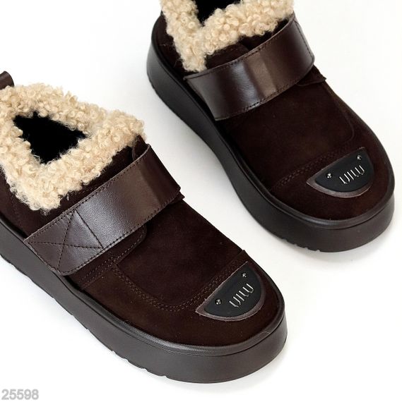 Молодежные дизайнерские зимние автоледи натуралки с опушкой цвет Горький Шоколад | Зображення 3