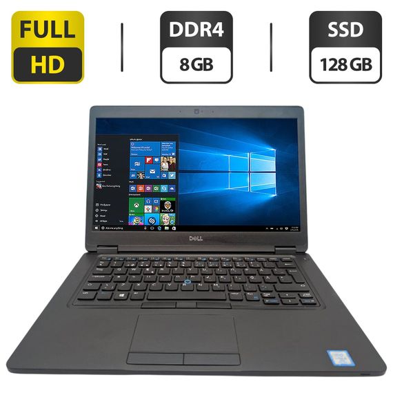 Ультрабук Dell Latitude 5490 / 14" (1920x1080) IPS / Intel Core i5-7300U (2 (4) ядра по 2.6 - 3.5 GHz) / 8 GB DDR4 / 128 GB SSD / Intel HD Graphics 620 / WebCam б/у