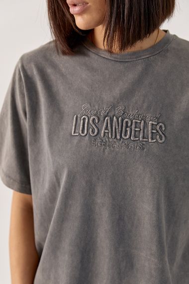 Футболка тай-дай з написом Los Angeles - сірий цвет, M (є розміри) | Зображення 3