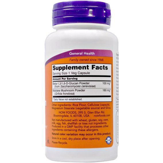 Бета-Глюкан NOW Foods Beta-Glucans 100 mg 90 Veg Caps | Зображення 1