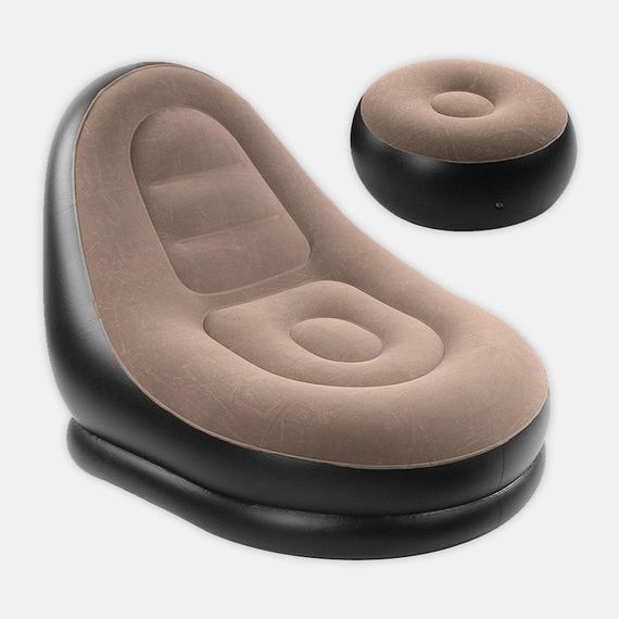 Надувное кресло с пуфом для отдыха AIR SOFA велюровое GQ-63 | Зображення 1