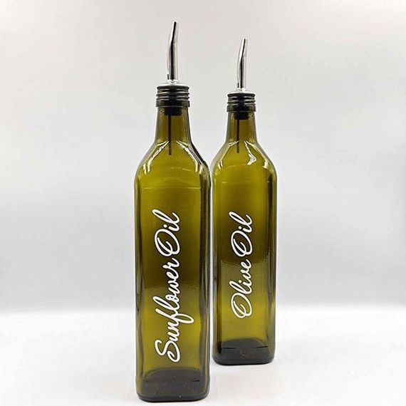 Набор стеклянных бутылок для масла и уксуса с деревянной подставкой 2 шт. 750 мл (англ.) | Зображення 5