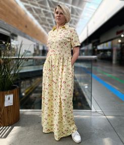 Максіплаття з жовтого штапелю