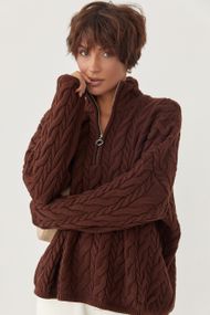 Жіночий светр із косичками - коричневий цвет, ONE SIZE (є розміри)