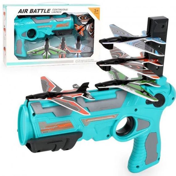 Детский игрушечный пистолет с самолетиками Air Battle катапульта с летающими самолетами (AB-1). RX-657 Цвет: синий | Зображення 5