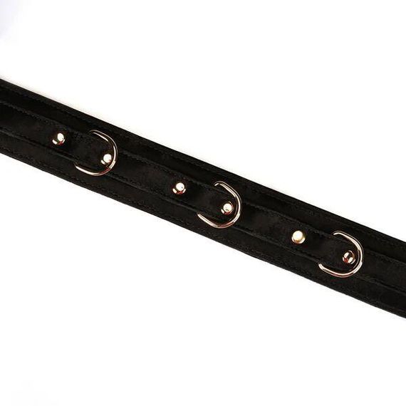 Нашийник з повідцем Liebe Seele Boudoir Amor Collar with Leash Black, три кільця Sex Aura | Зображення 3