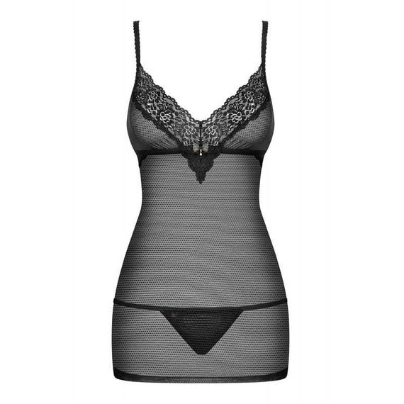 Комплект-пеньюар та трусики стрінги Obsessive 852, чорний, S/M | Зображення 2
