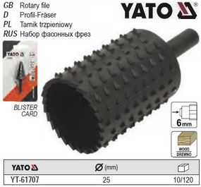 Фреза циліндрична дерево YATO Польща Ø=25 мм шпиндель Ø=6 мм YT-61707
