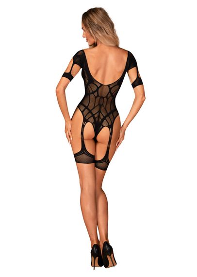 Нейлоновий бодістокінг з імітацією гартер Obsessive Bodystocking G334 S/M/L, black, з доступом | Зображення 3
